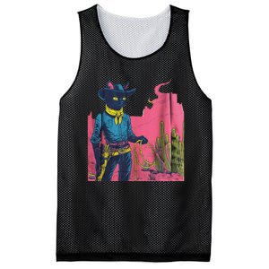 Western Cowboy Black Cat Print Mesh Reversible Basketball Jersey Tank