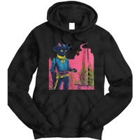 Western Cowboy Black Cat Print Tie Dye Hoodie