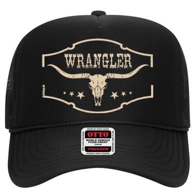 Wranglers Cowhide Bulls Skulls Vintage Styles Pride High Crown Mesh Back Trucker Hat