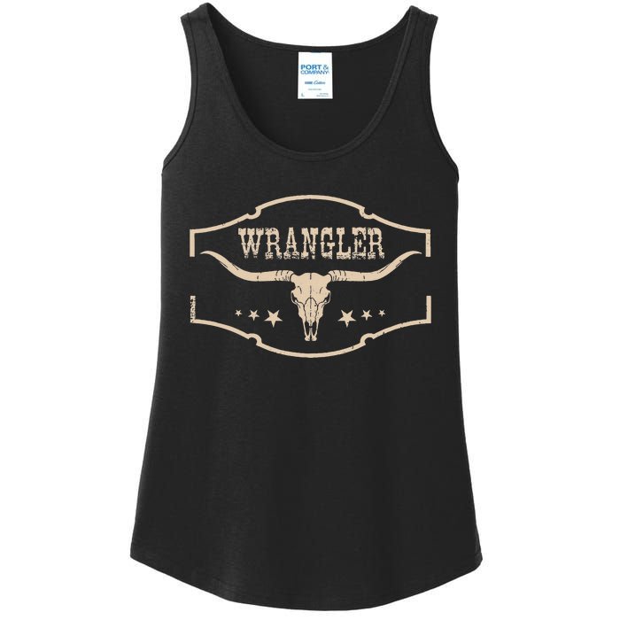 Wranglers Cowhide Bulls Skulls Vintage Styles Pride Ladies Essential Tank