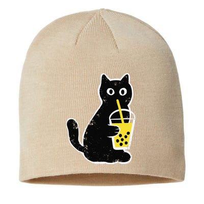 Womens Cat Boba Funny Anime Japanese Bubble Tea Lover Sustainable Beanie