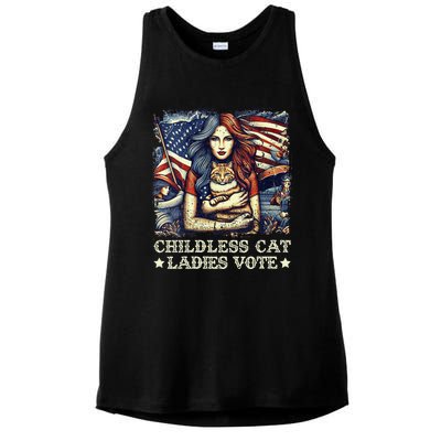 Women Childless Cat Ladies Vote Kamala Harris 2024 Gift Ladies PosiCharge Tri-Blend Wicking Tank