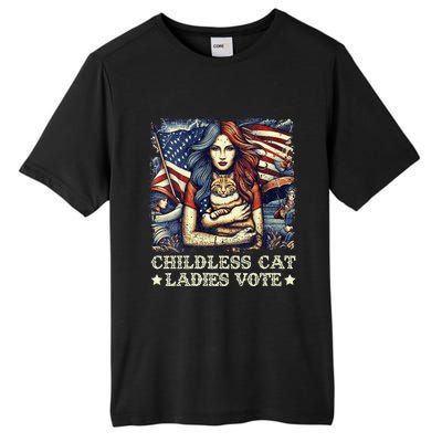 Women Childless Cat Ladies Vote Kamala Harris 2024 Gift Tall Fusion ChromaSoft Performance T-Shirt