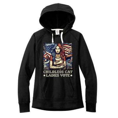 Women Childless Cat Ladies Vote Kamala Harris 2024 Gift Women's Fleece Hoodie