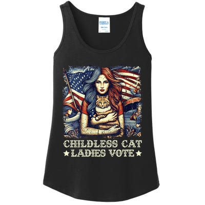 Women Childless Cat Ladies Vote Kamala Harris 2024 Gift Ladies Essential Tank