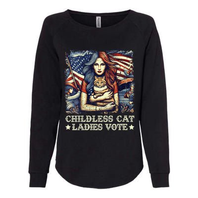 Women Childless Cat Ladies Vote Kamala Harris 2024 Gift Womens California Wash Sweatshirt