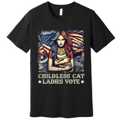 Women Childless Cat Ladies Vote Kamala Harris 2024 Gift Premium T-Shirt