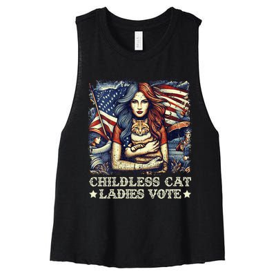 Women Childless Cat Ladies Vote Kamala Harris 2024 Gift Women's Racerback Cropped Tank