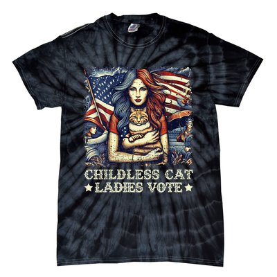 Women Childless Cat Ladies Vote Kamala Harris 2024 Gift Tie-Dye T-Shirt