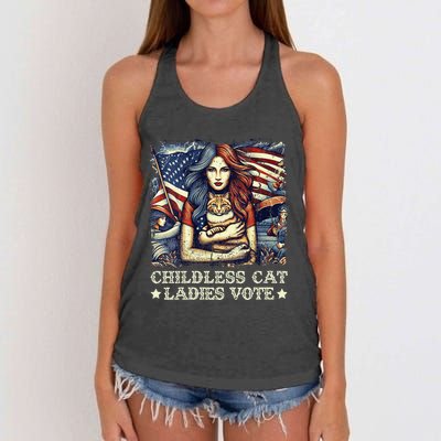 Women Childless Cat Ladies Vote Kamala Harris 2024 Gift Women's Knotted Racerback Tank