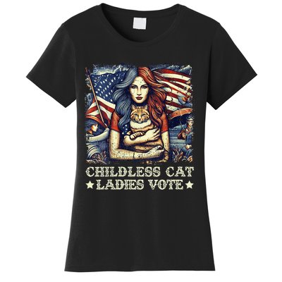 Women Childless Cat Ladies Vote Kamala Harris 2024 Gift Women's T-Shirt