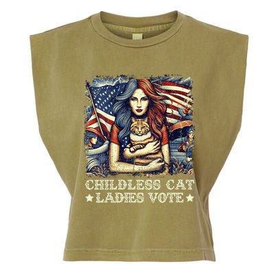 Women Childless Cat Ladies Vote Kamala Harris 2024 Gift Garment-Dyed Women's Muscle Tee