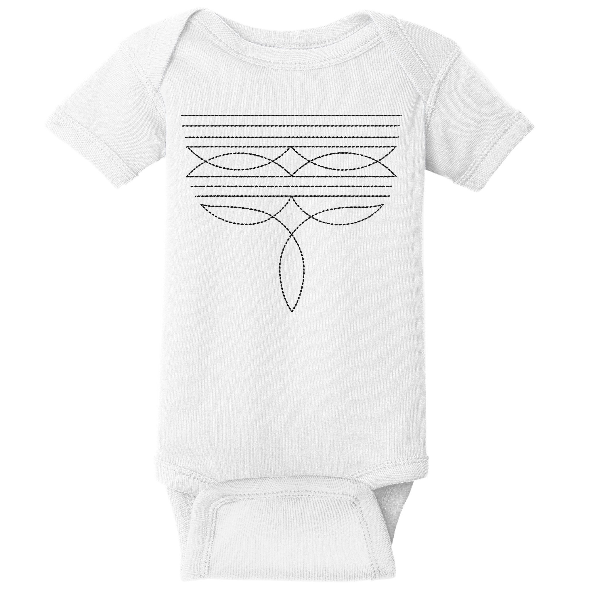 Western Country Cowboy Cowgirl Boot Stitch Western Boots Gift Baby Bodysuit