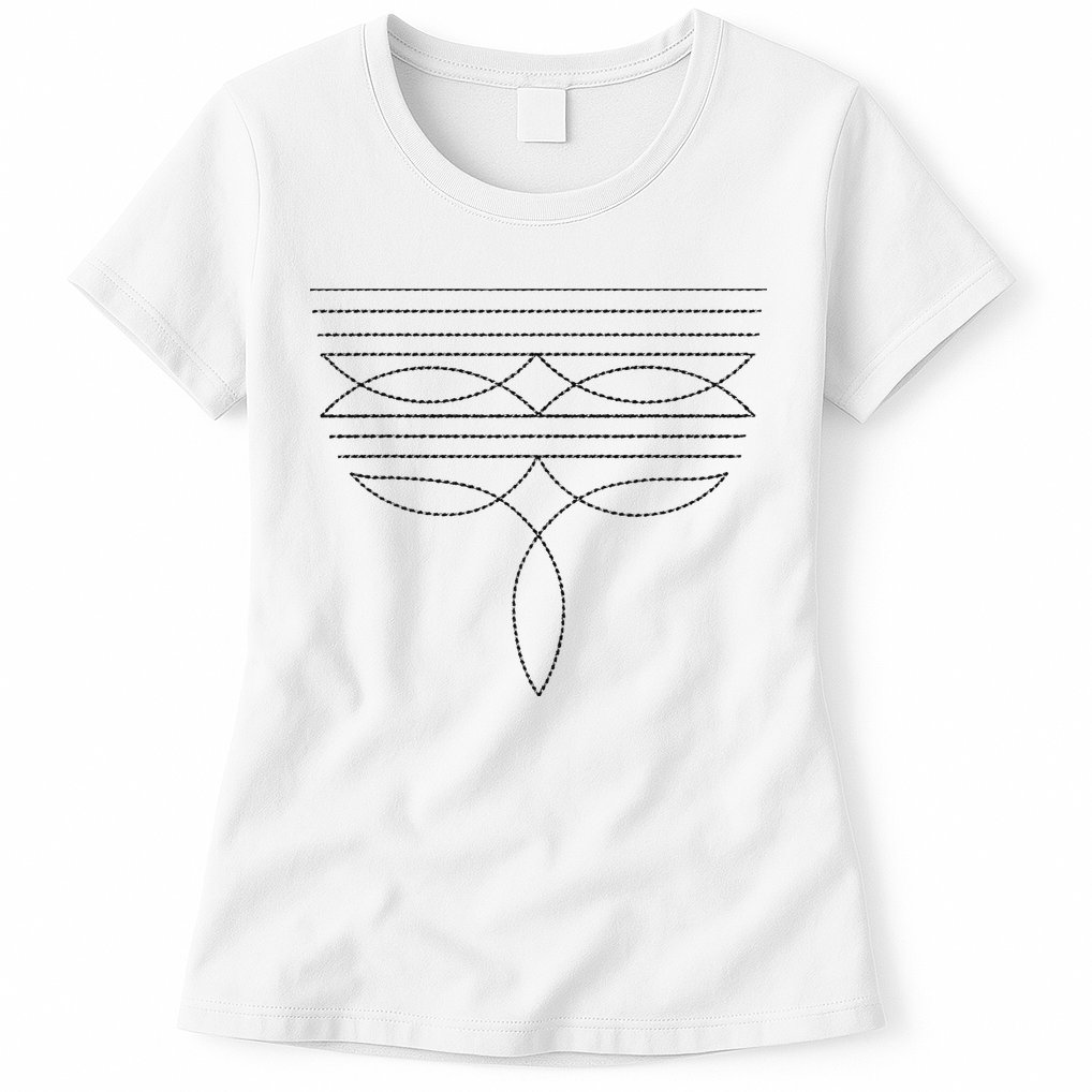 Western Country Cowboy Cowgirl Boot Stitch Western Boots Gift Womens T-Shirt
