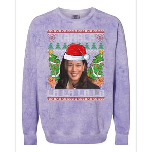 Women Christmas Comma La Funny Kamala Harris 2024 Xmas Gift Colorblast Crewneck Sweatshirt