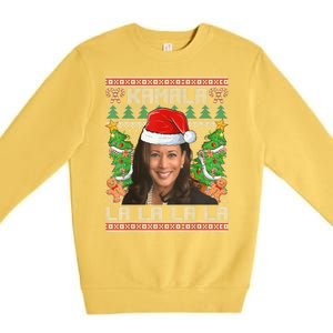 Women Christmas Comma La Funny Kamala Harris 2024 Xmas Gift Premium Crewneck Sweatshirt