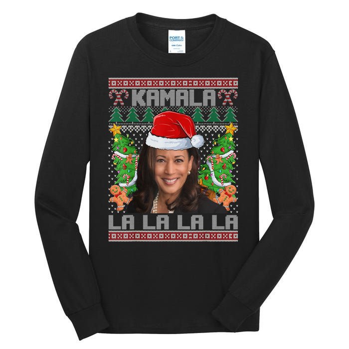 Women Christmas Comma La Funny Kamala Harris 2024 Xmas Gift Tall Long Sleeve T-Shirt