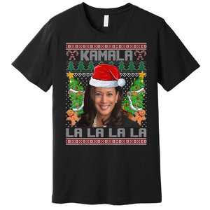 Women Christmas Comma La Funny Kamala Harris 2024 Xmas Gift Premium T-Shirt