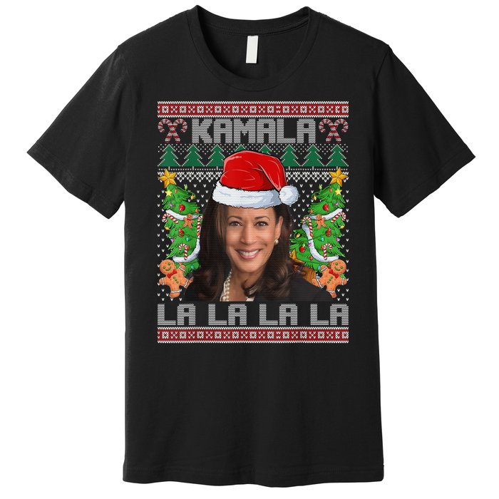 Women Christmas Comma La Funny Kamala Harris 2024 Xmas Gift Premium T-Shirt