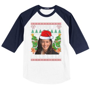 Women Christmas Comma La Funny Kamala Harris 2024 Xmas Gift Baseball Sleeve Shirt