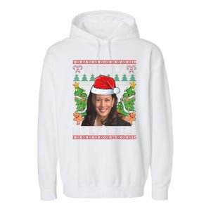 Women Christmas Comma La Funny Kamala Harris 2024 Xmas Gift Garment-Dyed Fleece Hoodie