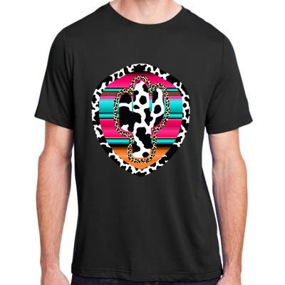 Western Cow Cactus Leopard Cheetha Serape Turquoise Adult ChromaSoft Performance T-Shirt