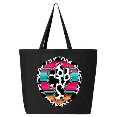 Western Cow Cactus Leopard Cheetha Serape Turquoise 25L Jumbo Tote