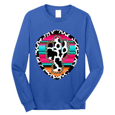 Western Cow Cactus Leopard Cheetha Serape Turquoise Long Sleeve Shirt