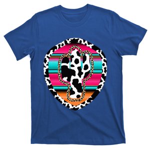 Western Cow Cactus Leopard Cheetha Serape Turquoise T-Shirt