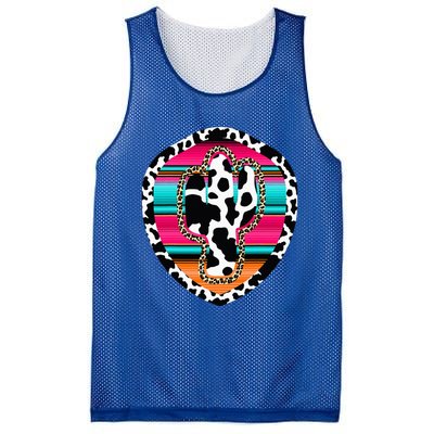 Western Cow Cactus Leopard Cheetha Serape Turquoise Mesh Reversible Basketball Jersey Tank