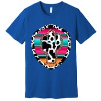 Western Cow Cactus Leopard Cheetha Serape Turquoise Premium T-Shirt