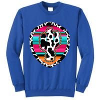 Western Cow Cactus Leopard Cheetha Serape Turquoise Tall Sweatshirt