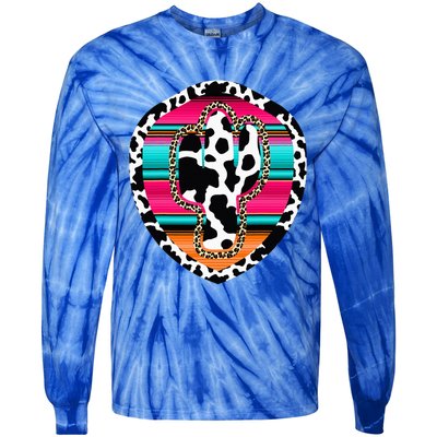 Western Cow Cactus Leopard Cheetha Serape Turquoise Tie-Dye Long Sleeve Shirt