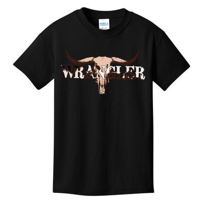 Wrangler Cowhide Cow Skull Cow Print Wrangler Kids T-Shirt