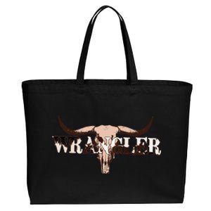 Wrangler Cowhide Cow Skull Cow Print Wrangler Cotton Canvas Jumbo Tote