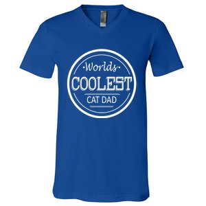 Worlds Coolest Cat Dad Gift V-Neck T-Shirt