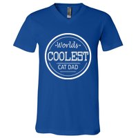 Worlds Coolest Cat Dad Gift V-Neck T-Shirt