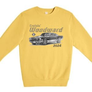 Woodward Cruise Classic Muscle Car Sketch 2024 Premium Crewneck Sweatshirt