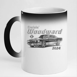 Woodward Cruise Classic Muscle Car Sketch 2024 11oz Black Color Changing Mug