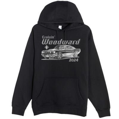 Woodward Cruise Classic Muscle Car Sketch 2024 Premium Pullover Hoodie