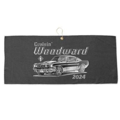 Woodward Cruise Classic Muscle Car Sketch 2024 Large Microfiber Waffle Golf Towel