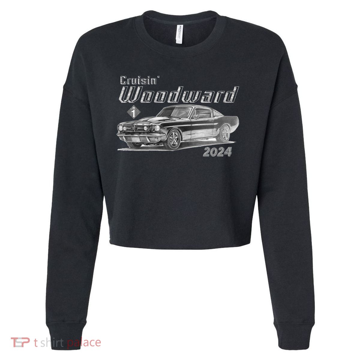 Woodward Cruise Classic Muscle Car Sketch 2024 Cropped Pullover Crew