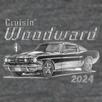 Woodward Cruise Classic Muscle Car Sketch 2024 7 Panel Mesh Trucker Snapback Hat