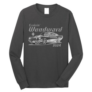 Woodward Cruise Classic Muscle Car Sketch 2024 Long Sleeve Shirt