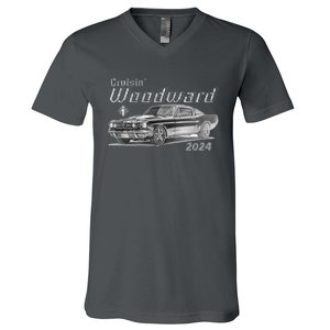 Woodward Cruise Classic Muscle Car Sketch 2024 V-Neck T-Shirt