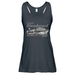 Woodward Cruise Classic Muscle Car Sketch 2024 Ladies Essential Flowy Tank