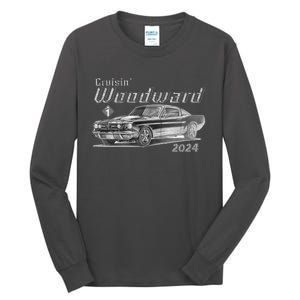 Woodward Cruise Classic Muscle Car Sketch 2024 Tall Long Sleeve T-Shirt