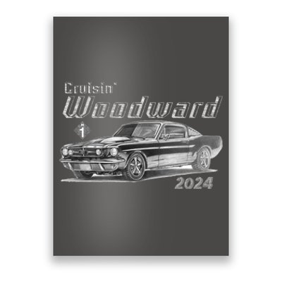 Woodward Cruise Classic Muscle Car Sketch 2024 Poster