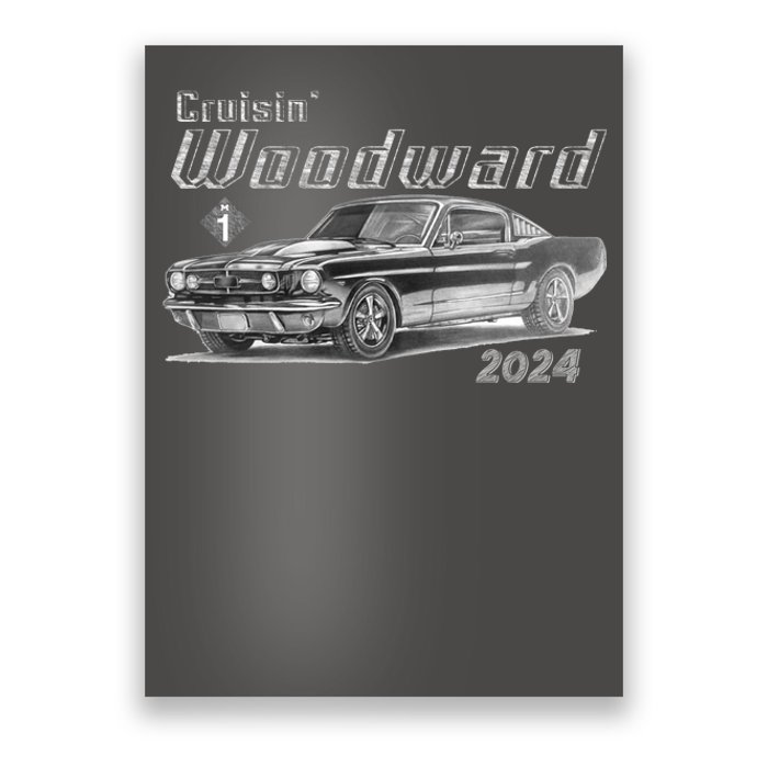 Woodward Cruise Classic Muscle Car Sketch 2024 Poster