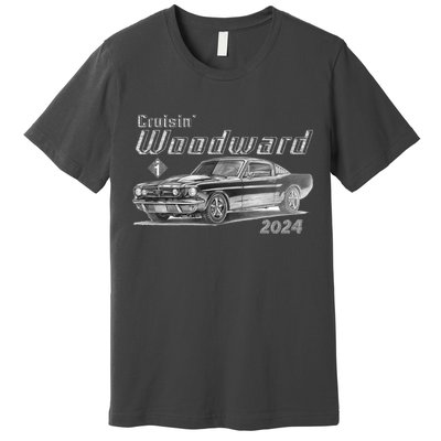 Woodward Cruise Classic Muscle Car Sketch 2024 Premium T-Shirt